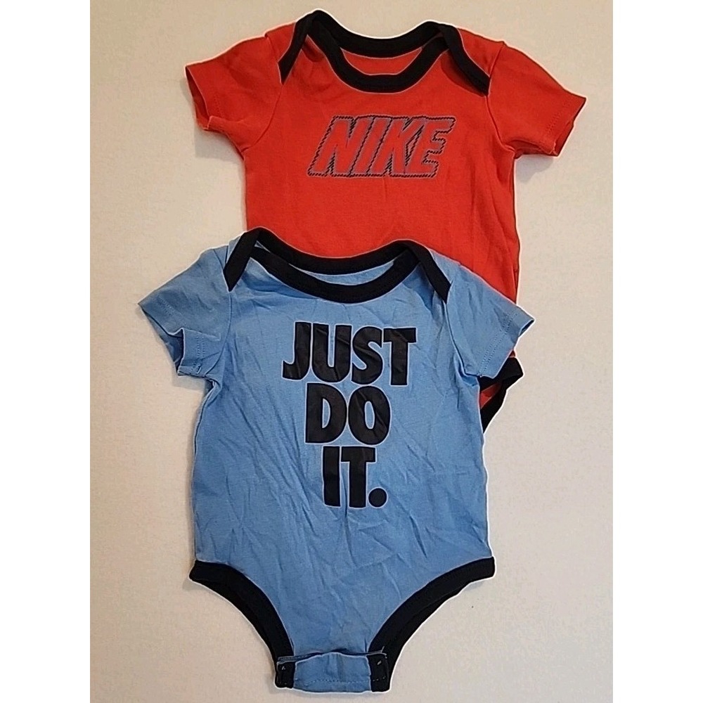 Baby Boys 6 Month Nike One Piece Bodysuits Lot of 2 Blue Orange